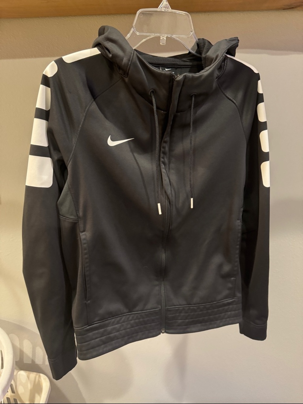 Nike Black Utility Full-Zip Hoodie with White Sleeve Accents